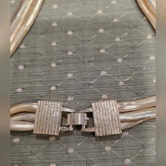 Gold-tone Multi-strand Herringbone or Flat Snake Chain Necklace w/ Box Closure - Picture 9 of 10